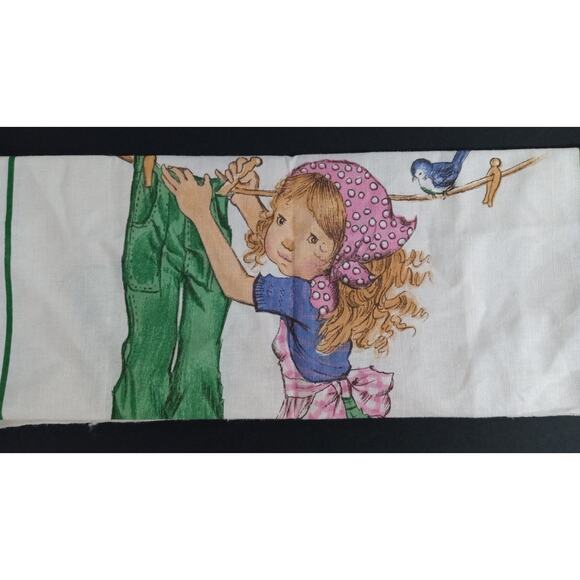 Irish Linen Cotton Sarah Kay Tea Towel Love Chores Retro Girl Bluebird 70s - Picture 5 of 7